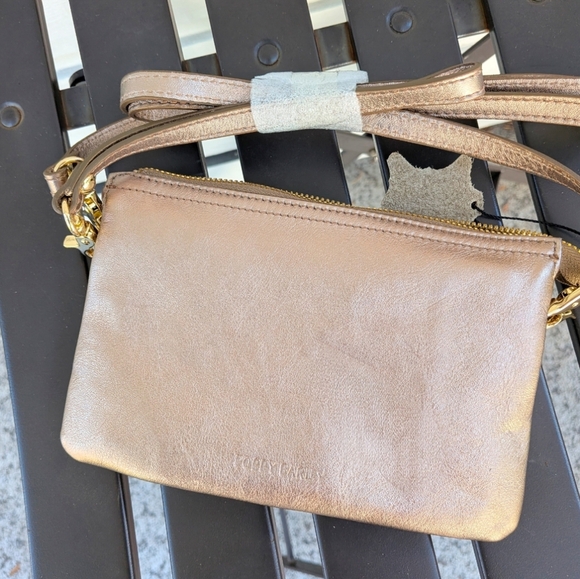 Poppy Barley Handbags - Poppy Barley 3 In 1 Champagne Leather Wristlet/crossbody Bag